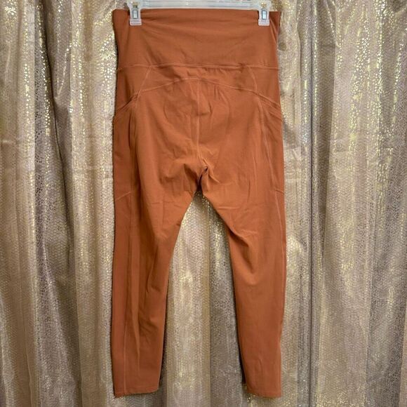Free People Movement Never Better Fold Over Leggings Rust Orange Brown XL - Picture 2 of 6